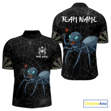 Load image into Gallery viewer, Gray Spider Webs Pattern Custom Aqua Blue Spider Dart Shirt For Men, Dart Jerseys NYN0245