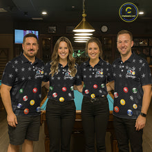 Load image into Gallery viewer, Black Stars 8 Ball Pool Men Billiard Team Shirt Personalized Polo &amp; 1/4-Zip Billiard Gifts NYN2381