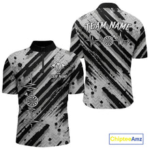 Load image into Gallery viewer, Custom Black Grey Grunge Streaks Skull Men Darts Quarter-Zip Team Shirt Skull Dart League Jerseys NYN2180