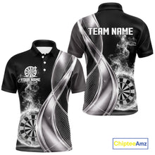 Load image into Gallery viewer, Black And Silver Darts Polo Shirts For Men Custom White Smoke Dartboard Dart Team Jerseys NYN2446