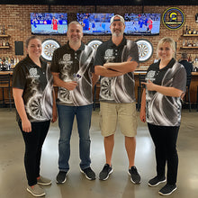 Load image into Gallery viewer, Black And Silver Darts Polo Shirts For Men Custom White Smoke Dartboard Dart Team Jerseys NYN2446