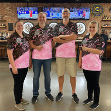Load image into Gallery viewer, Pink Black Ribbon Blur Dartboard Custom Breast Cancer Awareness Dart Polo Team Shirt For Men NYN2450