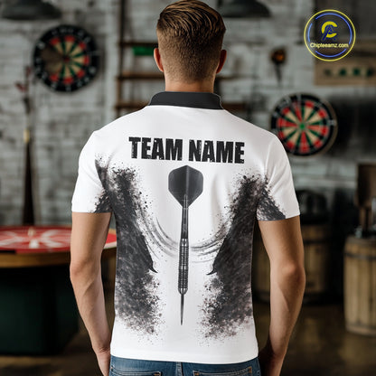Black And White Splatter Dartboard Men Darts Polo & 1/4-Zip Shirts Custom Outfits Darts Team Jersey NYN3036
