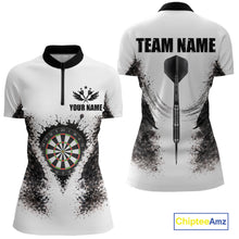 Load image into Gallery viewer, Black And White Splatter Dartboard Women Darts Polo &amp; 1/4-Zip Shirts Custom Outfits Darts Team Jersey NYN3036