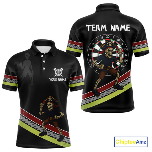 Men's Custom Dart Shirt With Skeleton Holding Dart Arrow And Colorful Dartboard NYN0252