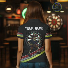 Load image into Gallery viewer, Women's Custom Dart Shirt With Skeleton Holding Dart Arrow And Colorful Dartboard NYN0252