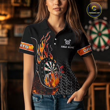 Load image into Gallery viewer, Women's Custom Darts Shirt With Flame Dartboards And Red Dart Arrows NYN0253