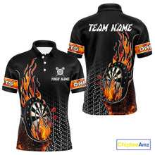Load image into Gallery viewer, Men's Custom Darts Shirt With Flame Dartboards And Red Dart Arrows NYN0253