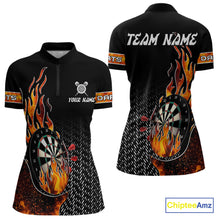Load image into Gallery viewer, Women's Custom Darts Shirt With Flame Dartboards And Red Dart Arrows NYN0253