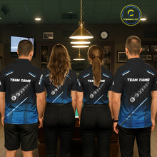 Load image into Gallery viewer, Black &amp; Blue Billiard Ball Cue Pool Women Polo &amp; 1/4-Zip Shirt Custom 8 Ball 3D Billiards Attire NYN2455