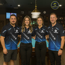 Load image into Gallery viewer, Black &amp; Blue Billiard Ball Cue Pool Women Polo &amp; 1/4-Zip Shirt Custom 8 Ball 3D Billiards Attire NYN2455