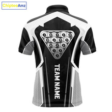 Load image into Gallery viewer, White And Black Billiard Pool Men Polo &amp; 1/4-Zip Team Shirts Custom 8 Ball Billiards Cue Attire NYN2458