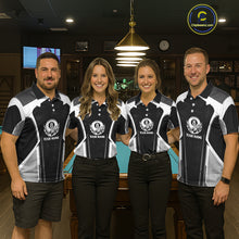 Load image into Gallery viewer, White And Black Billiard Pool Women Polo &amp; 1/4-Zip Team Shirts Custom 8 Ball Billiards Cue Attire NYN2458