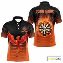 Load image into Gallery viewer, Men's Custom Darts Shirt With Amber Phoenix And Flame Dartboard, Darts Jersey NYN0261