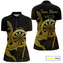 Load image into Gallery viewer, Personalized Gold Tribal Shark Custom Darts Quarter-Zip Shirts For Women Tribal Dart League Jerseys NYN2183