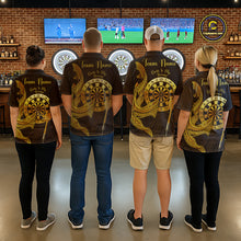 Load image into Gallery viewer, Personalized Gold Tribal Shark Custom Darts Polo Shirts For Women Tribal Dart League Jerseys NYN2183