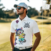 Load image into Gallery viewer, Mens Colorful Argyle Golf Shirts Custom Cat Golfer Clothing Golf Polo Jersey, Best Golf Gifts NYN3052
