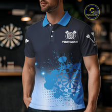 Load image into Gallery viewer, Men's Personalized Darts Shirt With Blue Gradient Splash Dartboard, Darts Jersey NYN0267