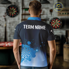 Load image into Gallery viewer, Men's Personalized Darts Shirt With Blue Gradient Splash Dartboard, Darts Jersey NYN0267