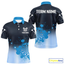 Load image into Gallery viewer, Men's Personalized Darts Shirt With Blue Gradient Splash Dartboard, Darts Jersey NYN0267
