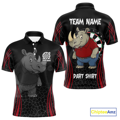 Men's Custom Funny Darts Shirt Chunky Rhino & Colorful Dartboard For Darts Team NYN0273