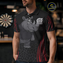 Load image into Gallery viewer, Men's Custom Funny Darts Shirt Chunky Rhino &amp; Colorful Dartboard For Darts Team NYN0273
