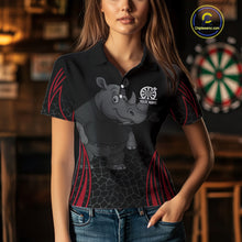 Load image into Gallery viewer, Women's Custom Funny Darts Shirt Chunky Rhino &amp; Colorful Dartboard For Darts Team NYN0273