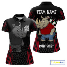 Load image into Gallery viewer, Women's Custom Funny Darts Shirt Chunky Rhino &amp; Colorful Dartboard For Darts Team NYN0273