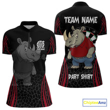Load image into Gallery viewer, Women's Custom Funny Darts Shirt Chunky Rhino &amp; Colorful Dartboard For Darts Team NYN0273