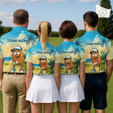 Load image into Gallery viewer, Men's golf team wearing funny potato golf polo shirts matching golf outfits