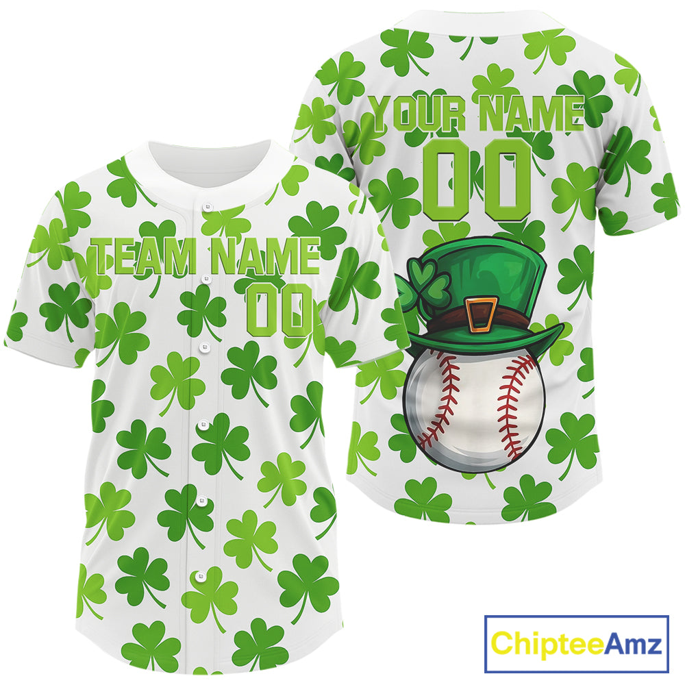 Custom St Patrick Day Baseball Jerseys For Men Shamrock Baseball Tournament Jerseys NYN1397