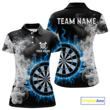 Load image into Gallery viewer, Custom White Smokes Blue Flames Dartboard Dart Women Polo Jerseys Dart Team Shirt NYN1668