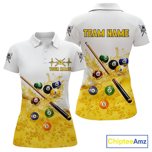 Funny Beer Play Pool Balls Billiard Team Shirt  For Women Custom Billiard Polo & 1/4 Zip Attire NYN2474