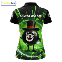 Load image into Gallery viewer, Funny Patrick Day 8 Ball Pool Women's Billiard Polo &amp; 1/4 Zip Shirt Custom Shamrock Billiard Attire NYN2479