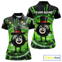 Load image into Gallery viewer, Funny Patrick Day 8 Ball Pool Women's Billiard Polo &amp; 1/4 Zip Shirt Custom Shamrock Billiard Attire NYN2479