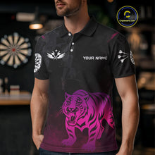 Load image into Gallery viewer, Men’s Darts Team Jersey With Eye-Catching Magenta Tiger And Grunge Pattern NYN0278