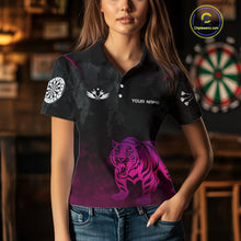 Load image into Gallery viewer, Men’s Darts Team Jersey With Eye-Catching Magenta Tiger And Grunge Pattern NYN0278