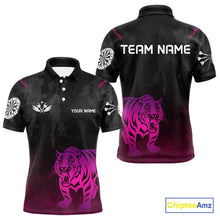 Load image into Gallery viewer, Men’s Darts Team Jersey With Eye-Catching Magenta Tiger And Grunge Pattern NYN0278
