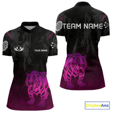 Load image into Gallery viewer, Men’s Darts Team Jersey With Eye-Catching Magenta Tiger And Grunge Pattern NYN0278