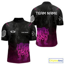 Load image into Gallery viewer, Men’s Darts Team Jersey With Eye-Catching Magenta Tiger And Grunge Pattern NYN0278