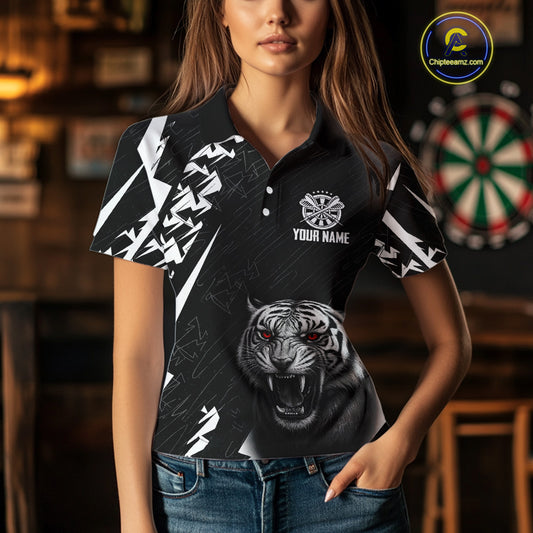 Dark Lion Dartboard Women's Darts Polo Shirt - Custom Name For Players NYN0744