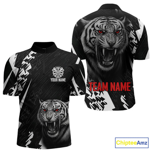 Dark Lion Dartboard Men's Darts Quarter-Zip Shirt - Custom Name For Players NYN0744