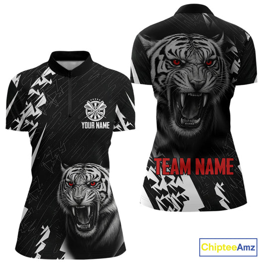Dark Lion Dartboard Women's Darts Quarter-Zip Shirt - Custom Name For Players NYN0744