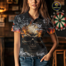 Load image into Gallery viewer, Smoke Skull Darts Grunge Women's Darts Polo Shirt - Custom Name For Players NYN0749