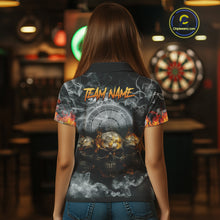 Load image into Gallery viewer, Smoke Skull Darts Grunge Women's Darts Polo Shirt - Custom Name For Players NYN0749