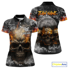 Load image into Gallery viewer, Smoke Skull Darts Grunge Women's Darts Polo Shirt - Custom Name For Players NYN0749