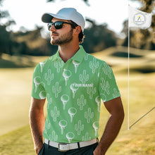 Load image into Gallery viewer, Personalized Desert Cactus Green Pattern Mens Golf Polo Shirts Custom Funny Cactus Golf Gifts NYN2844