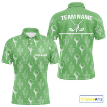 Load image into Gallery viewer, Personalized Desert Cactus Green Pattern Mens Golf Polo Shirts Custom Funny Cactus Golf Gifts NYN2844