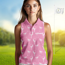 Load image into Gallery viewer, Personalized Flamingo Pink Pattern Womens Golf Sleeveless Polo Shirts Custom Funny Flamingo Golf Gifts NYN2845