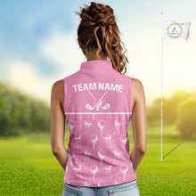 Load image into Gallery viewer, Personalized Flamingo Pink Pattern Womens Golf Sleeveless Polo Shirts Custom Funny Flamingo Golf Gifts NYN2845